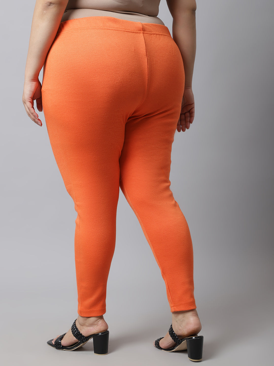 Orange Woolen Ankle-Length Plus Legging