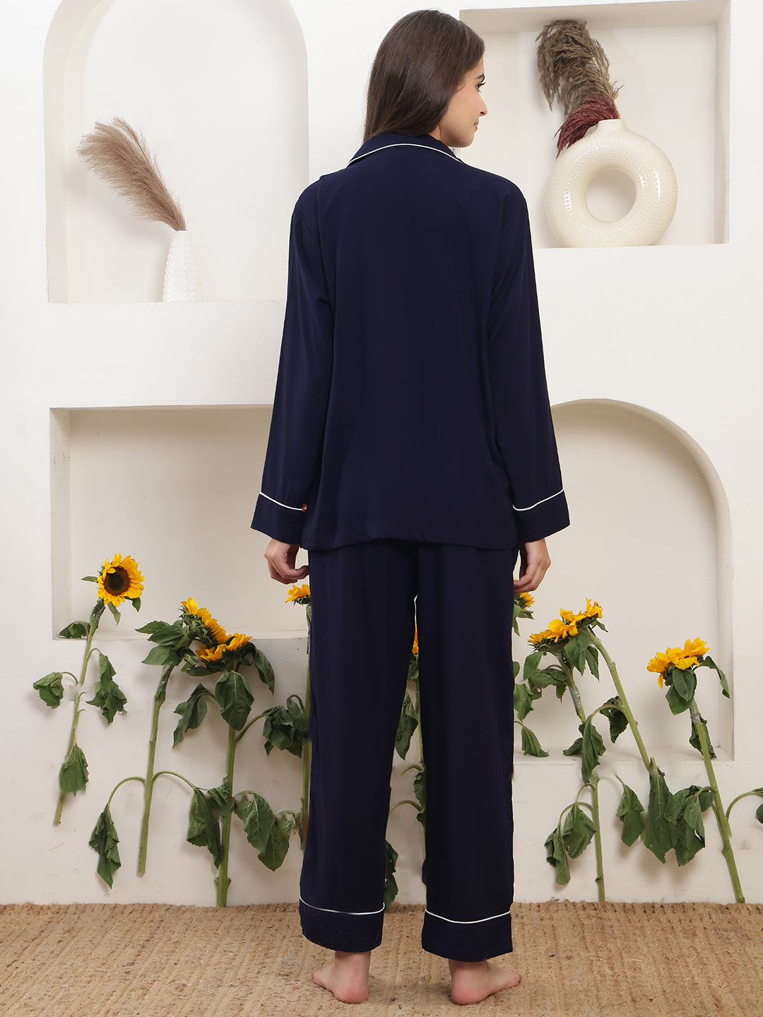 Soft Girl Bow Embroidery Night Suit