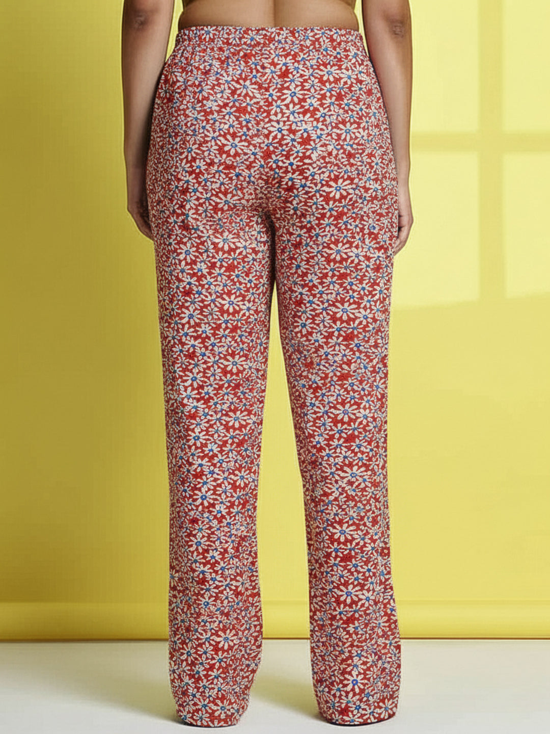 Red Daisies Cotton Hosiery Lounge Pant