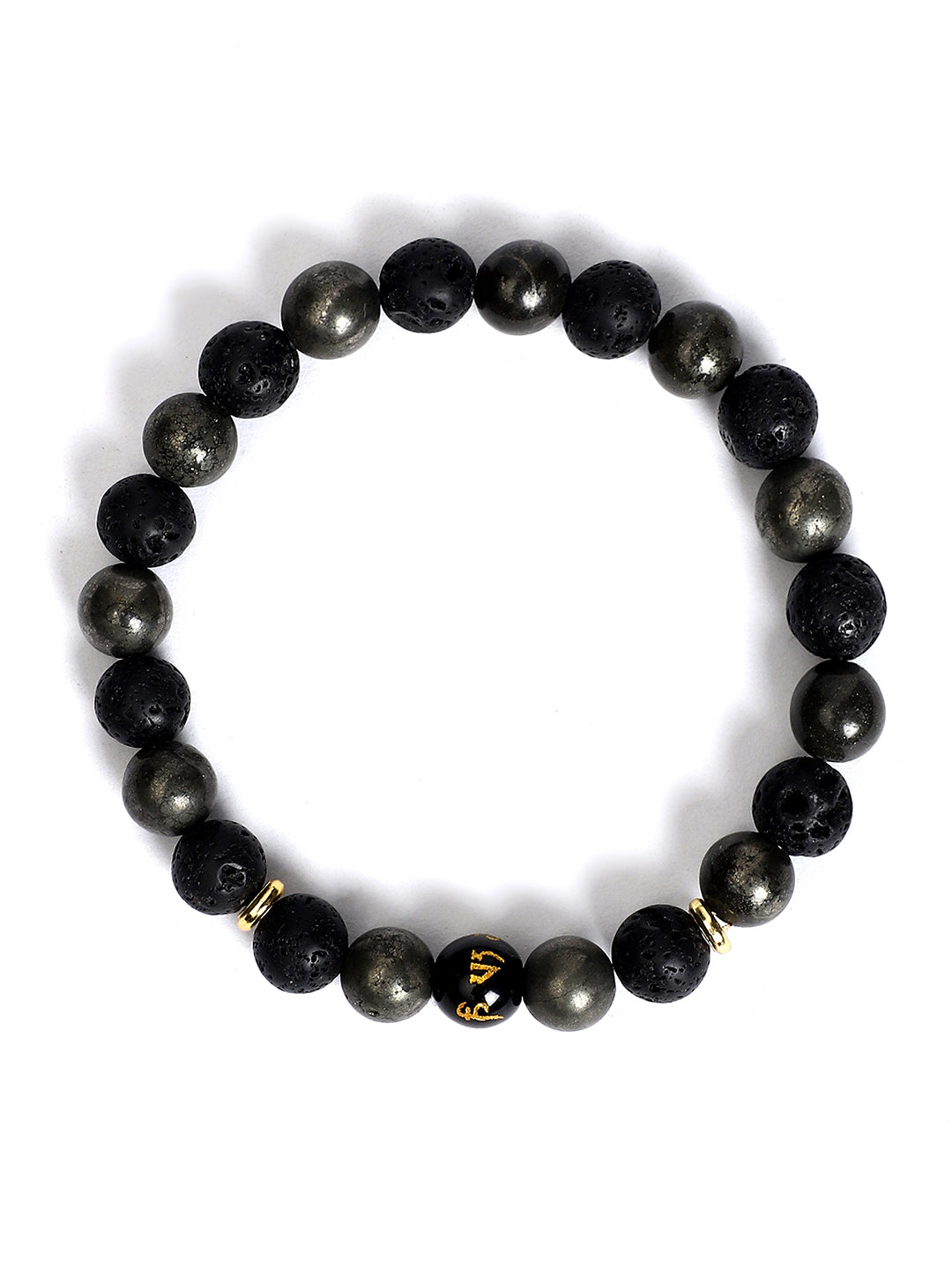 Lava Pyrite Om Mani Bracelet