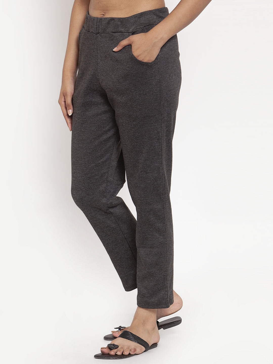 Dark Grey Woolen Pocket Pant