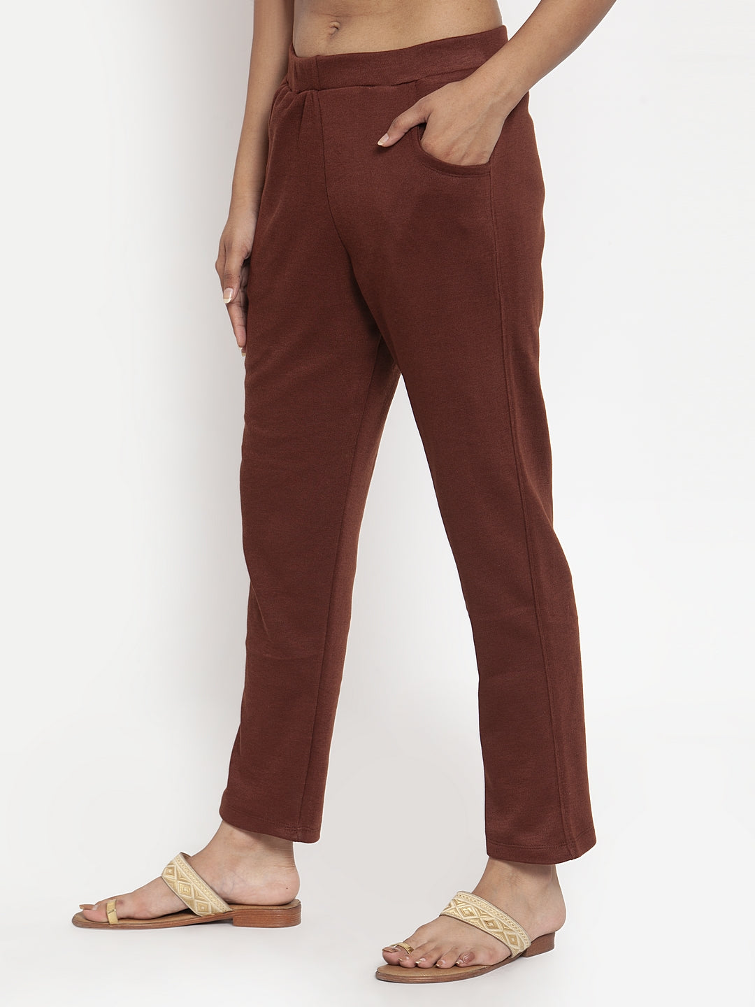 Brown Woolen Pocket Pant