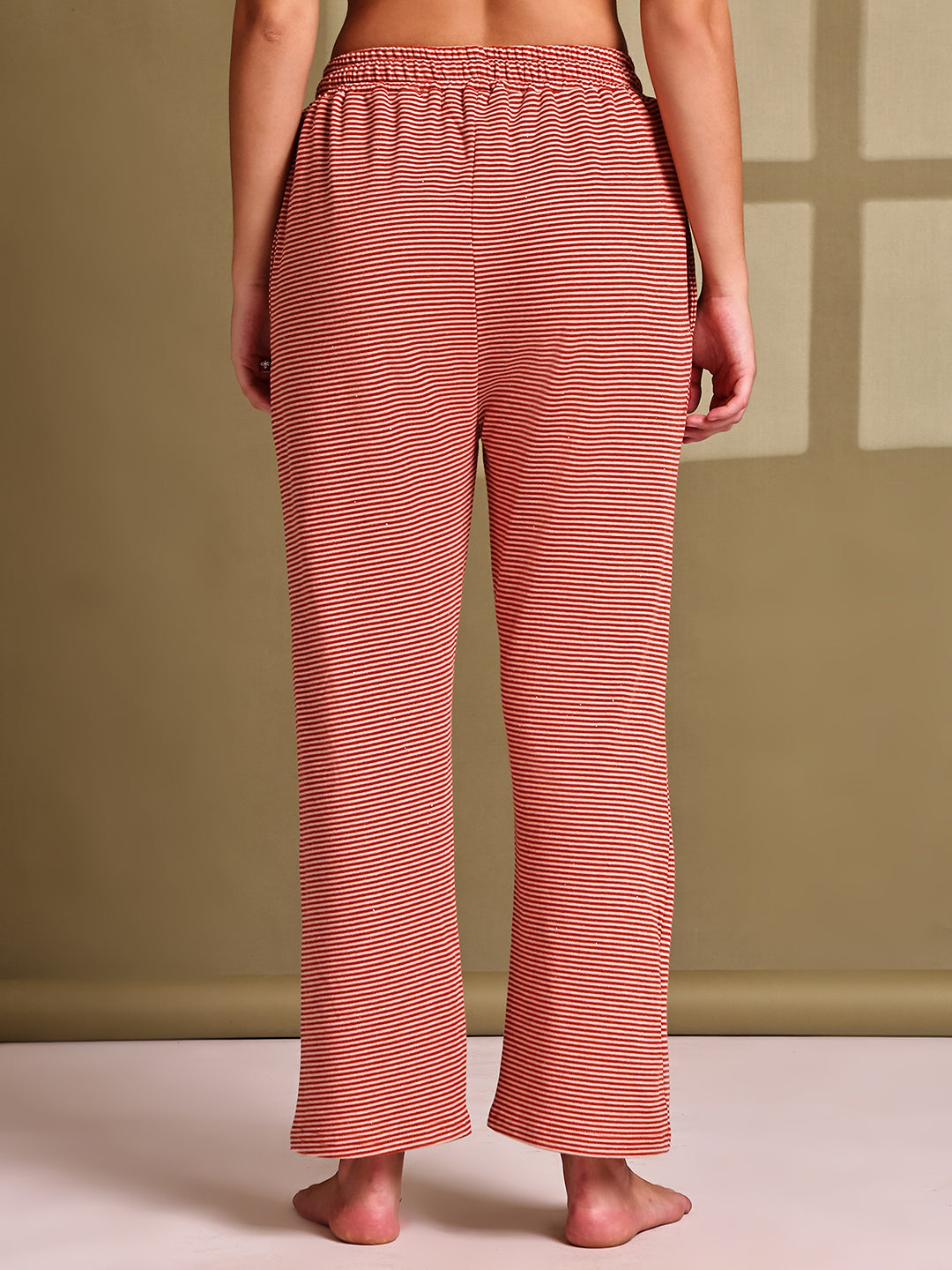 Red Stripe Cotton Hosiery Lounge Pant