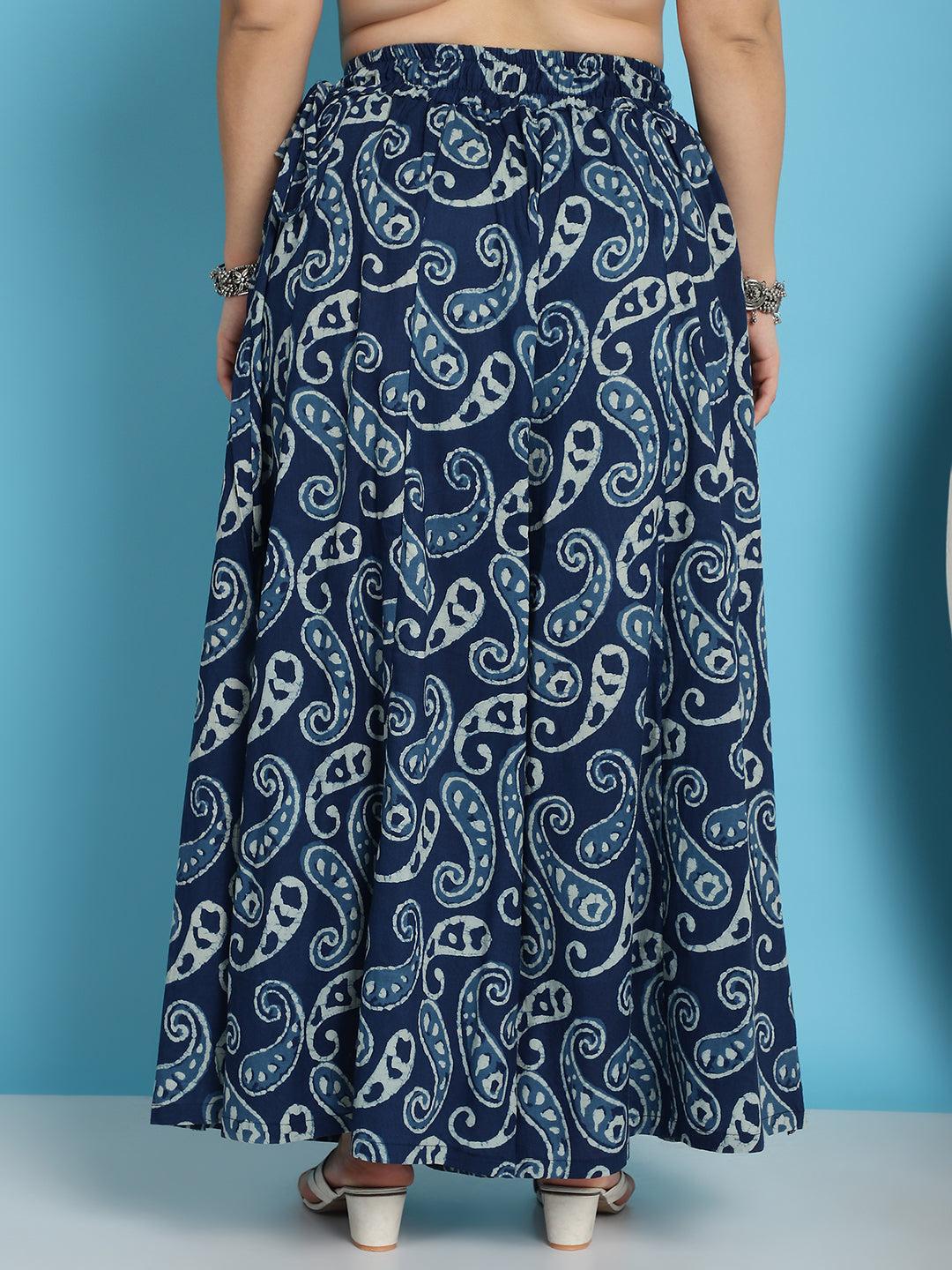 Blue Paisley Printed Cotton Flared Kali Palazzo