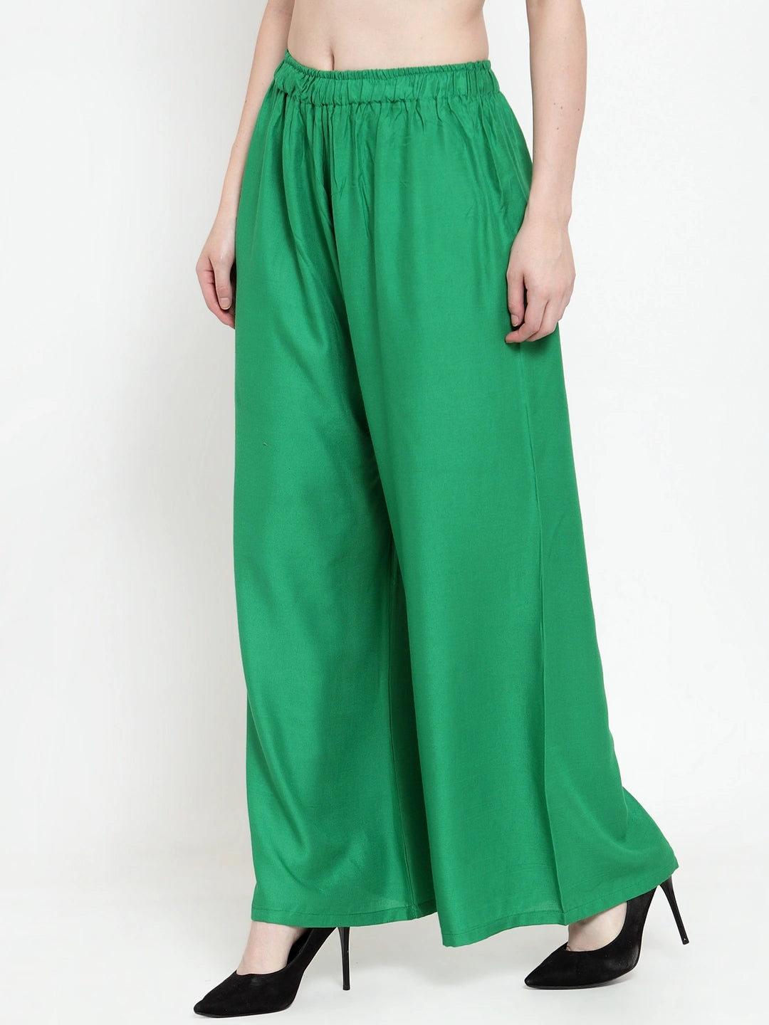 Forest Green Solid Rayon Palazzo