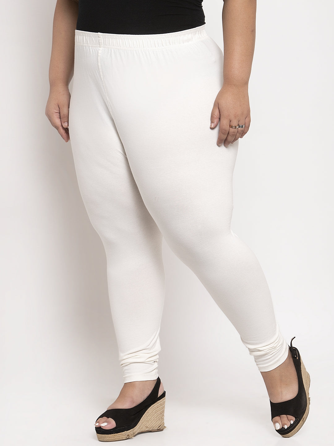 Off White Ankle Length Plus Legging