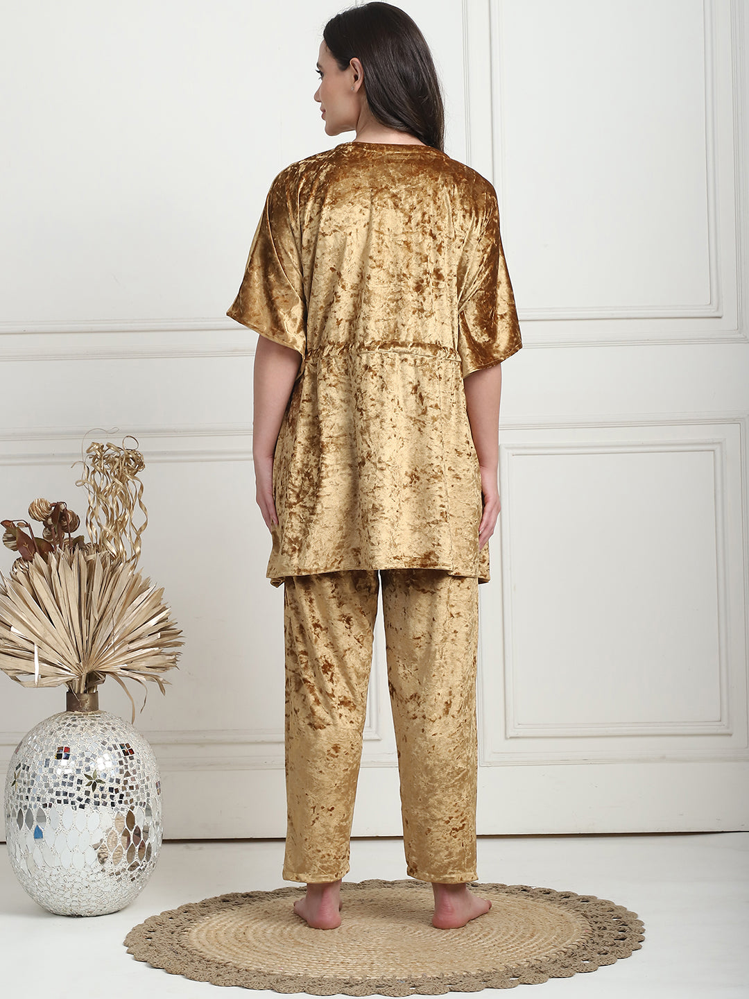 Golden Ice Velvet Kaftan Lounge Set