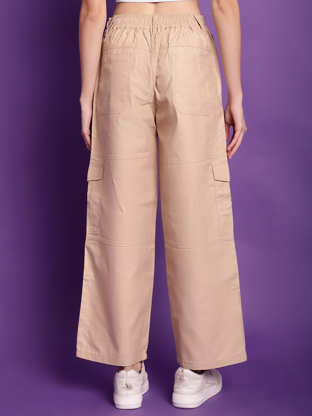 Khaki High-Rise Utility Cargos