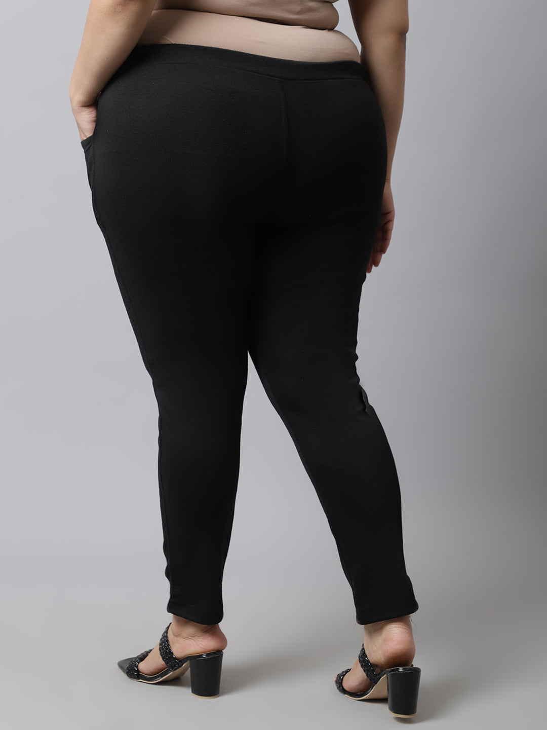 Black Woolen Plus Pocket Pant