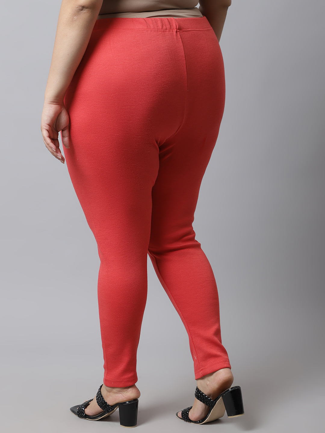 Peach Woolen Ankle-Length Plus Legging
