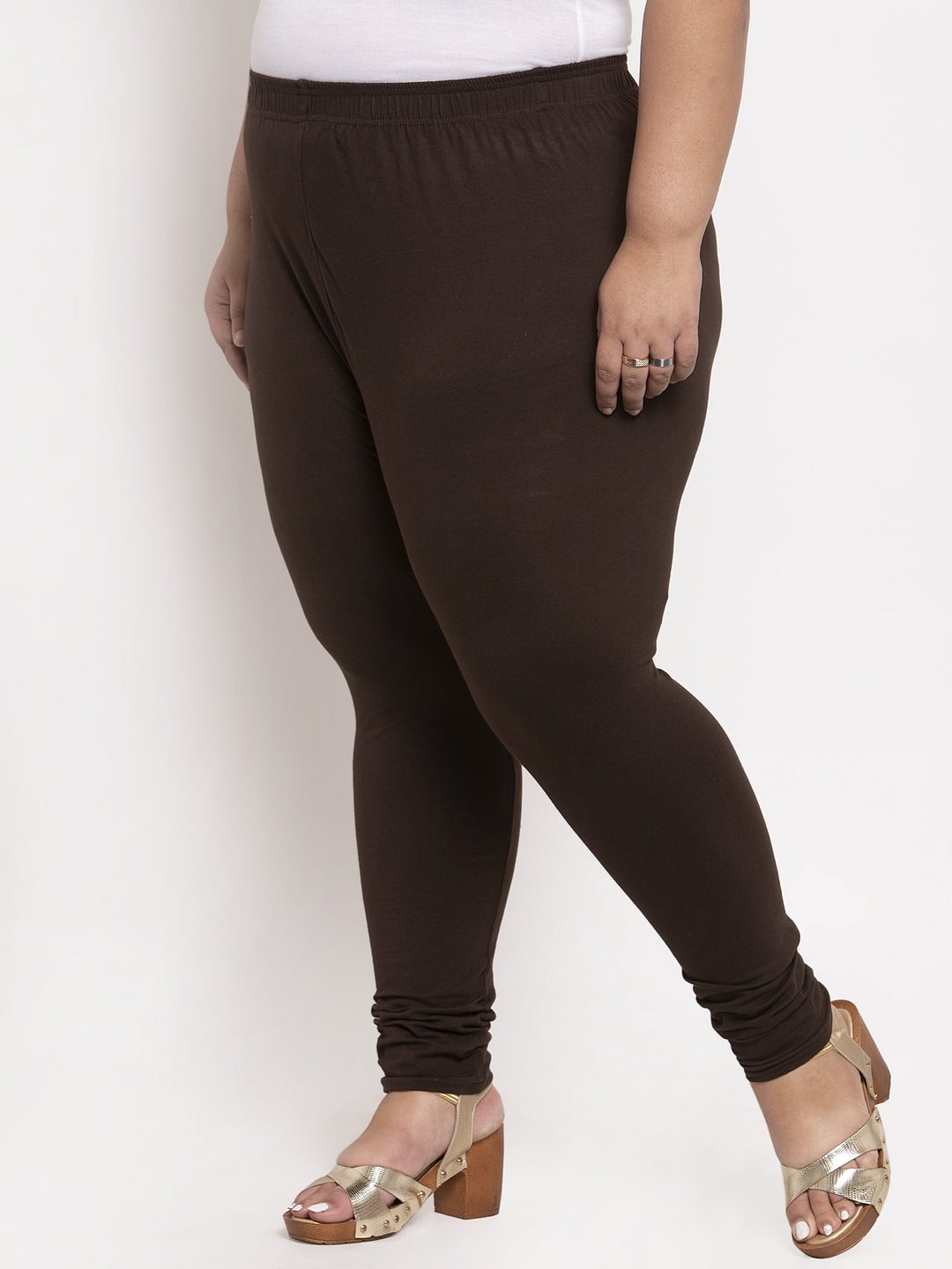 Brown Ankle Length Plus Legging