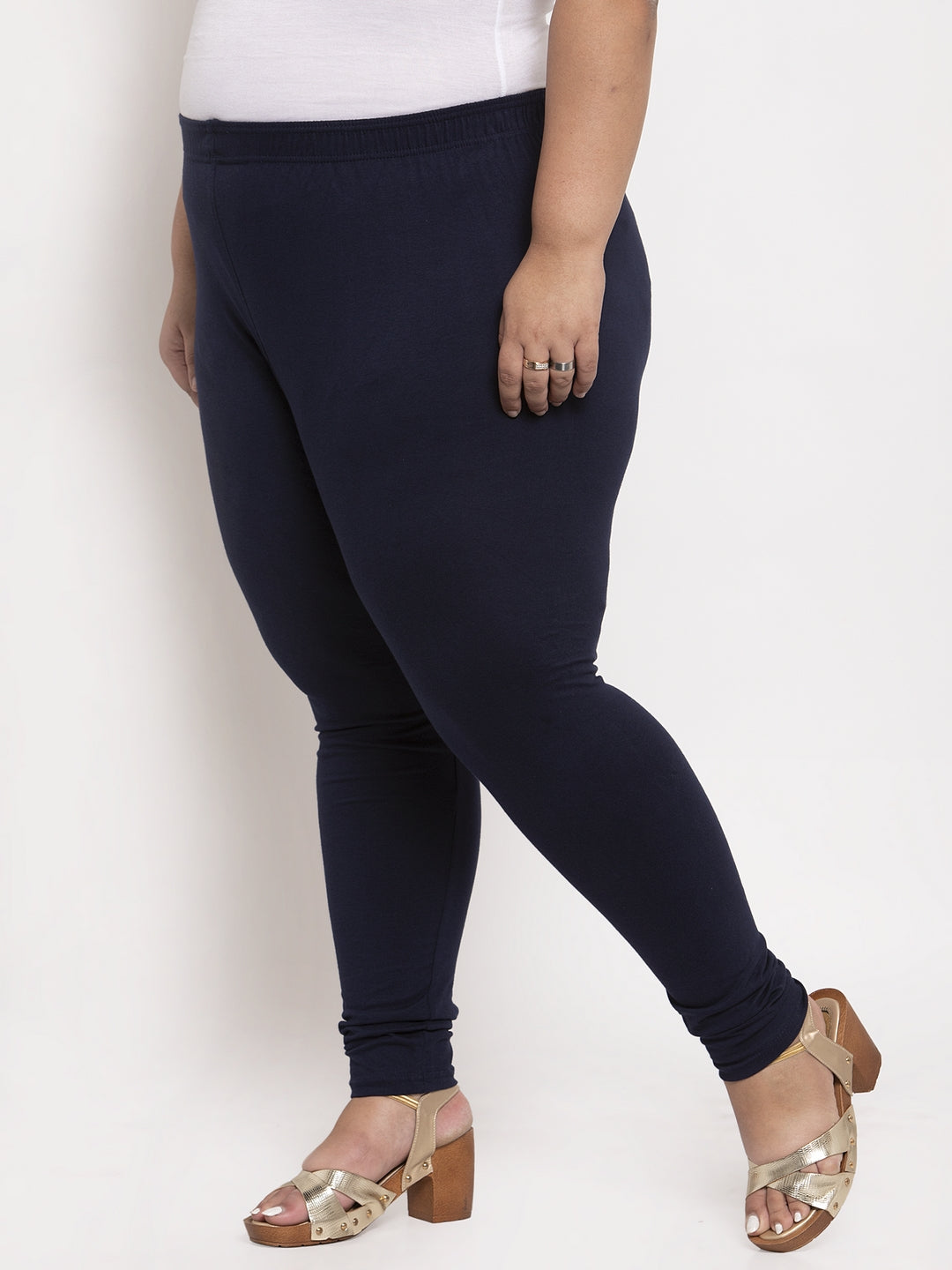 Navy Blue Ankle Length Plus Legging