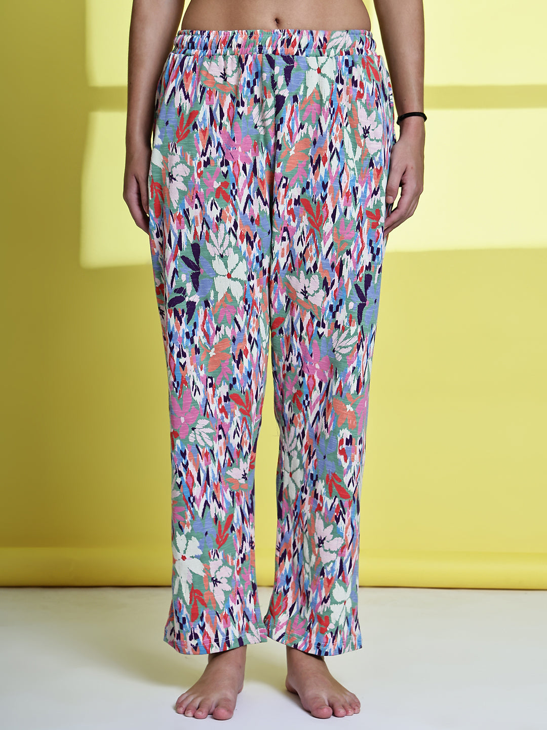 Multi Green Mix Cotton Hosiery Lounge Pant