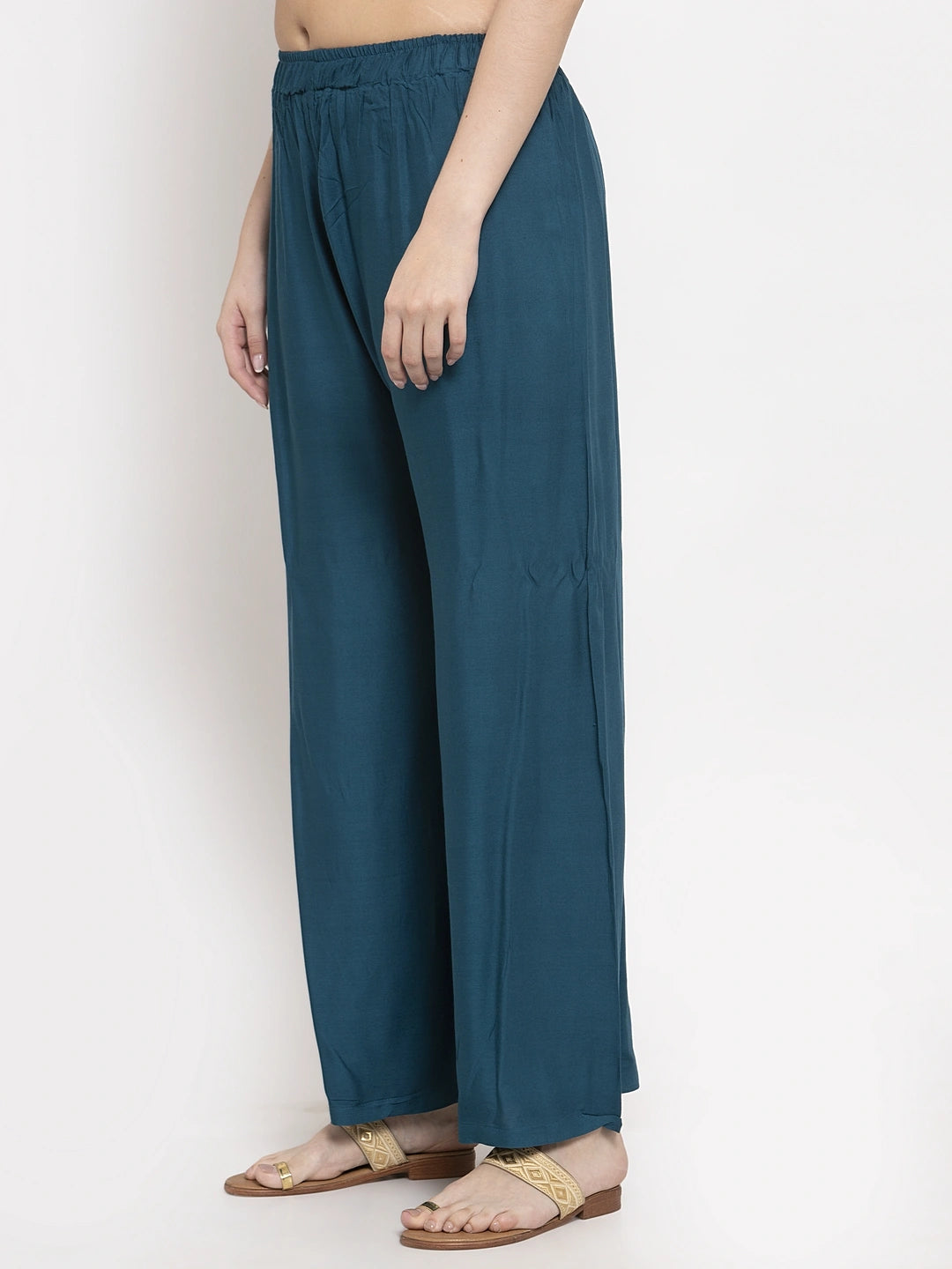 Prussian Blue Solid Rayon Palazzo