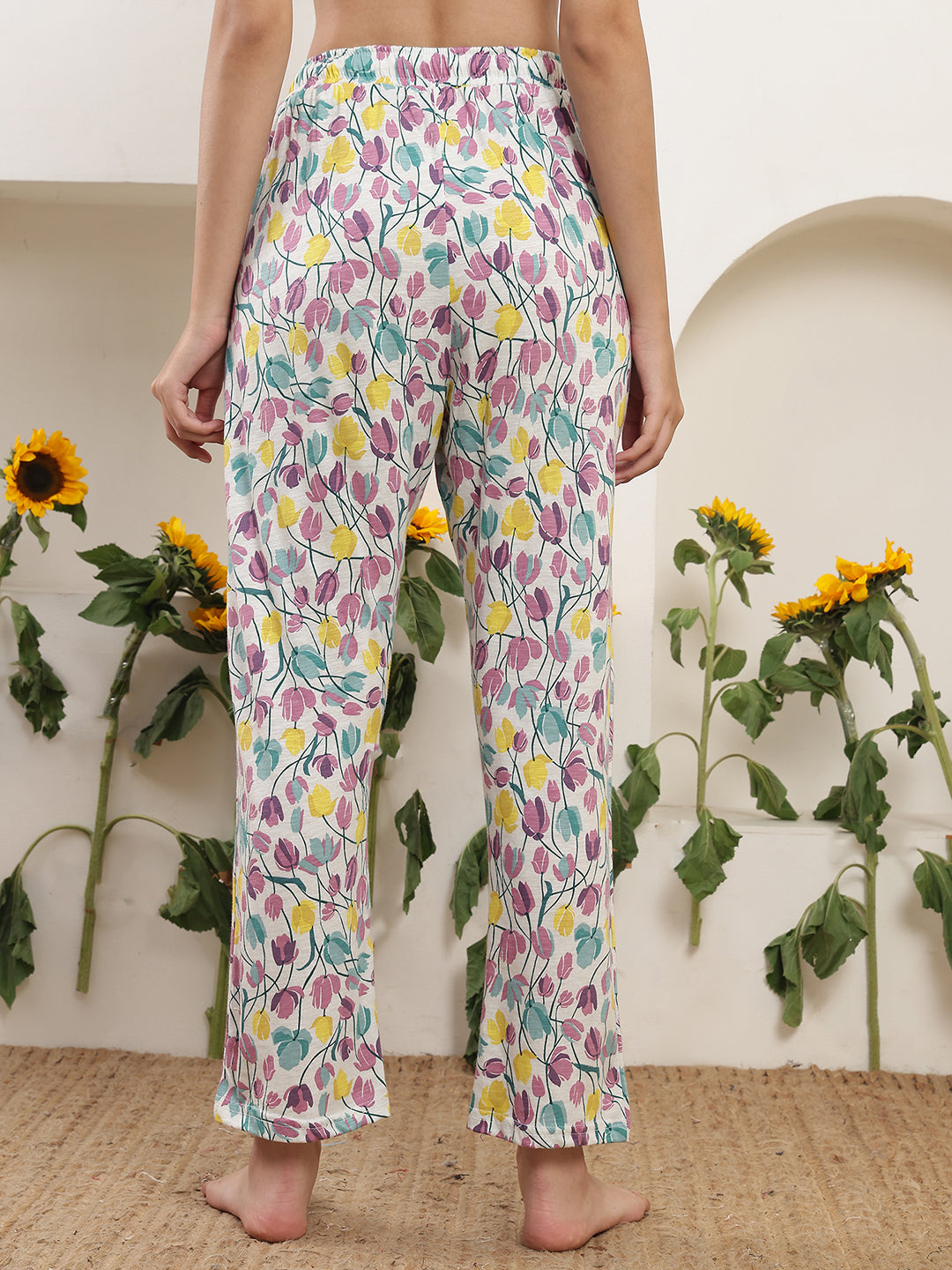 Pastel Tulip  Printed Cotton Lounge Pant