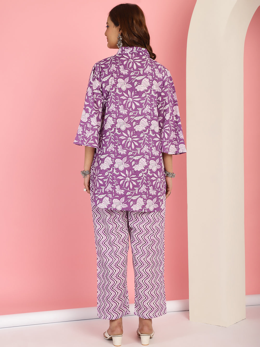 Purple Floral Jaal Co-Ord Set