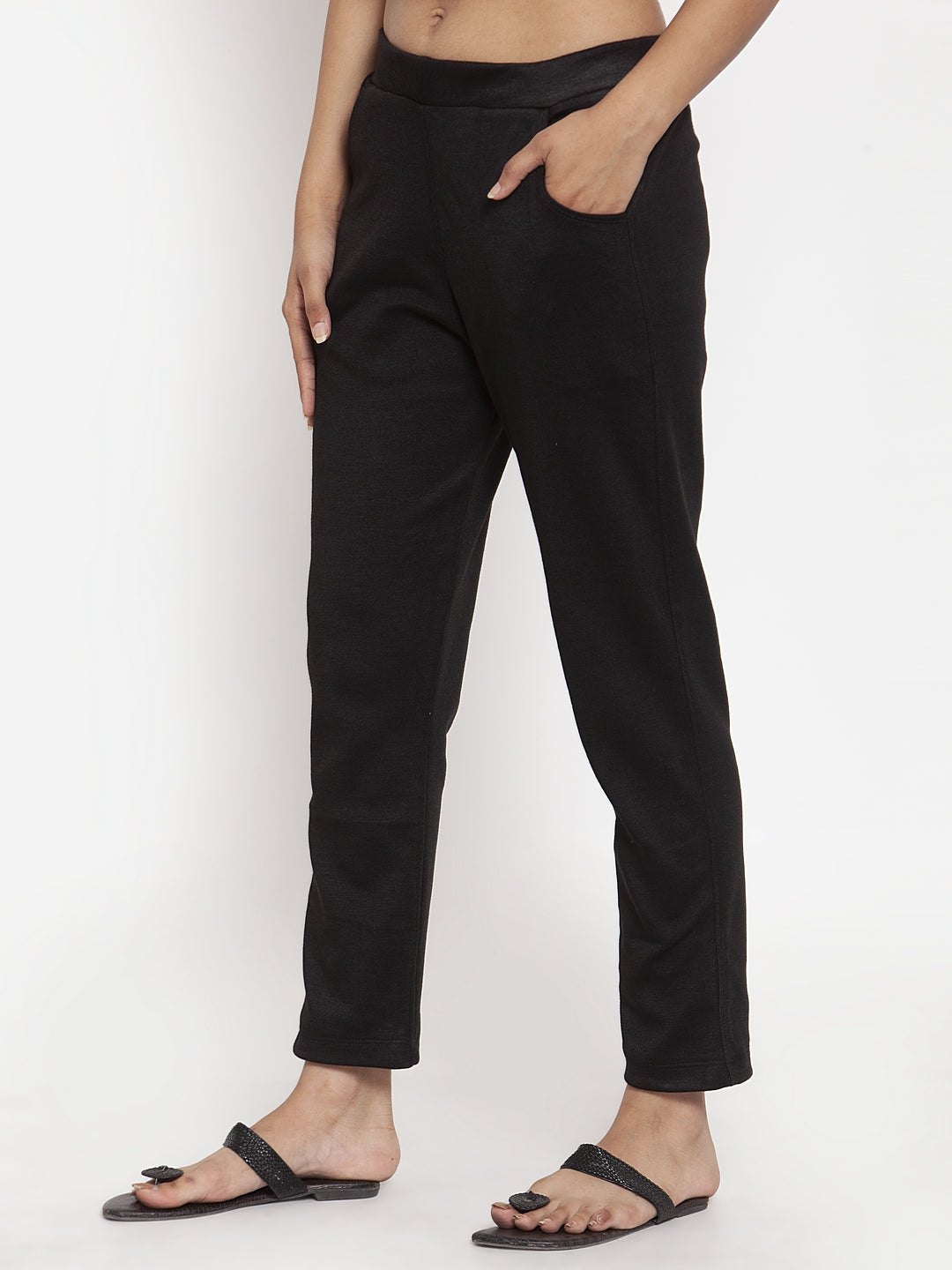 Black Woolen Pocket Pant