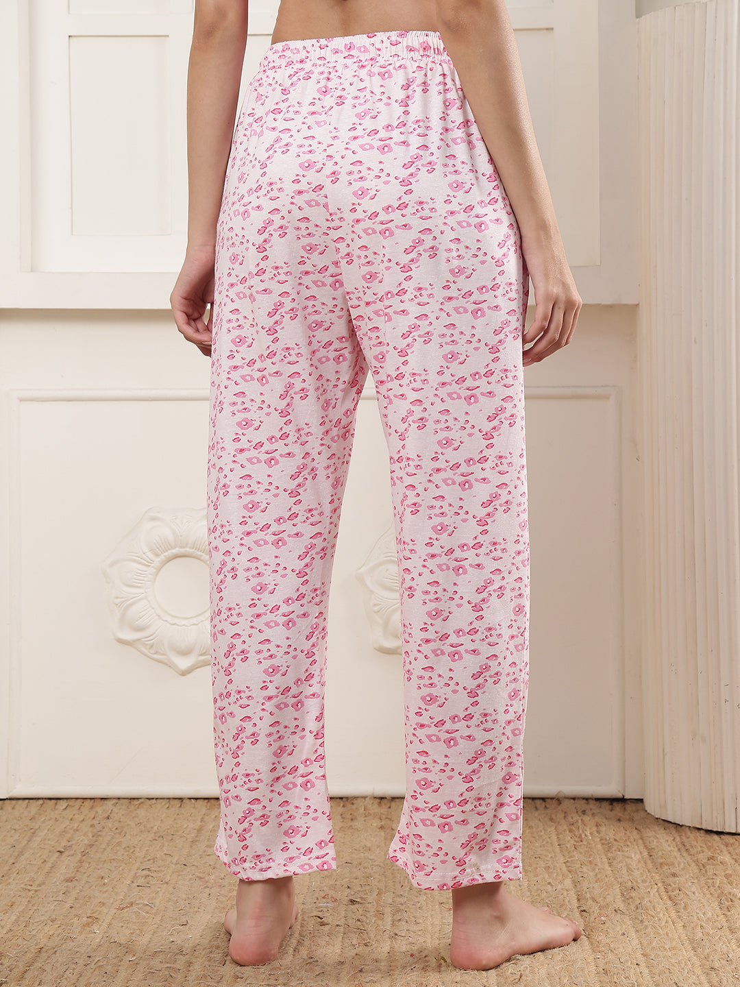 Pink Cheetah Printed Cotton Lounge Pant