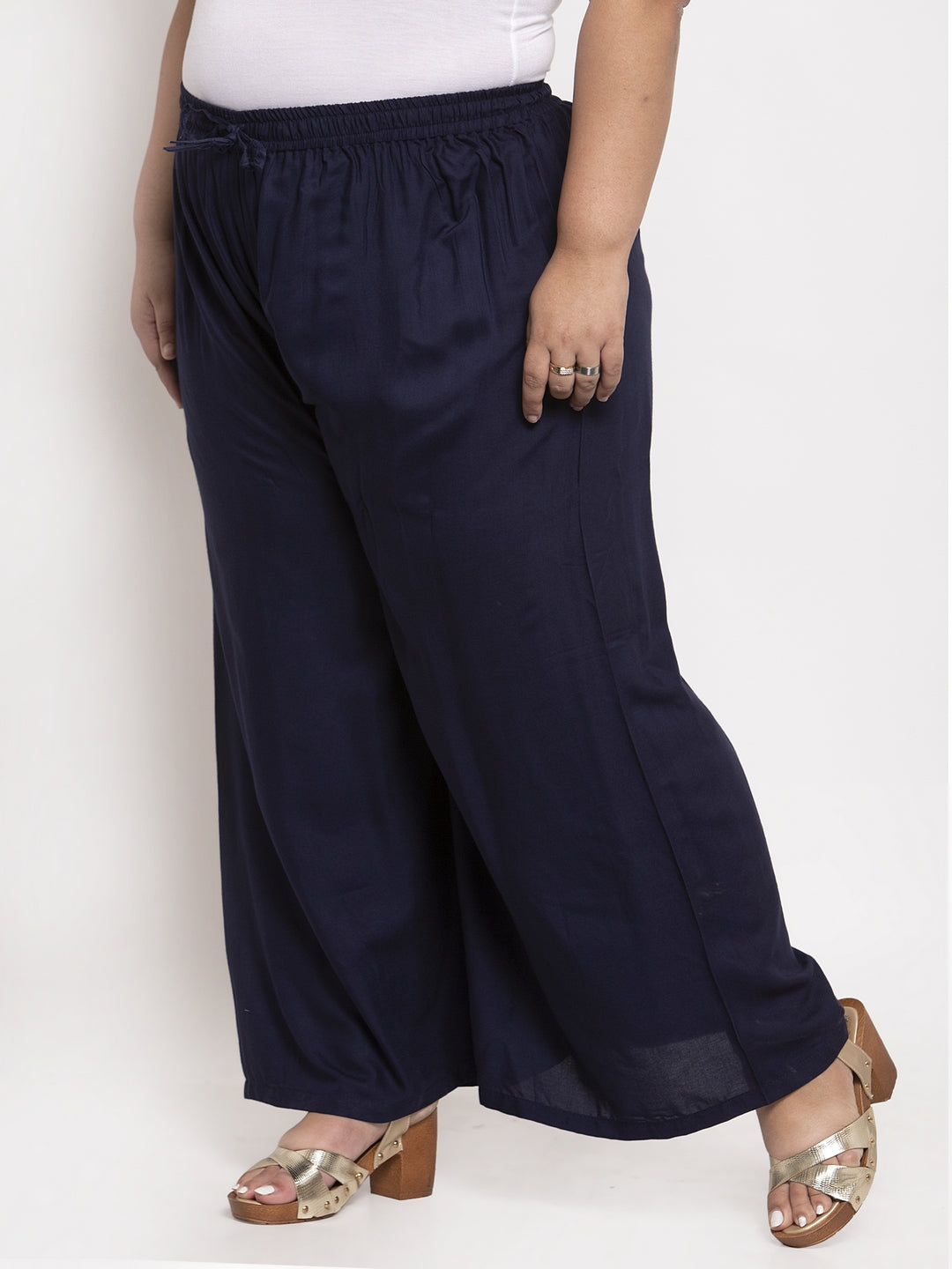 Navy Blue Rayon Plus Palazzo