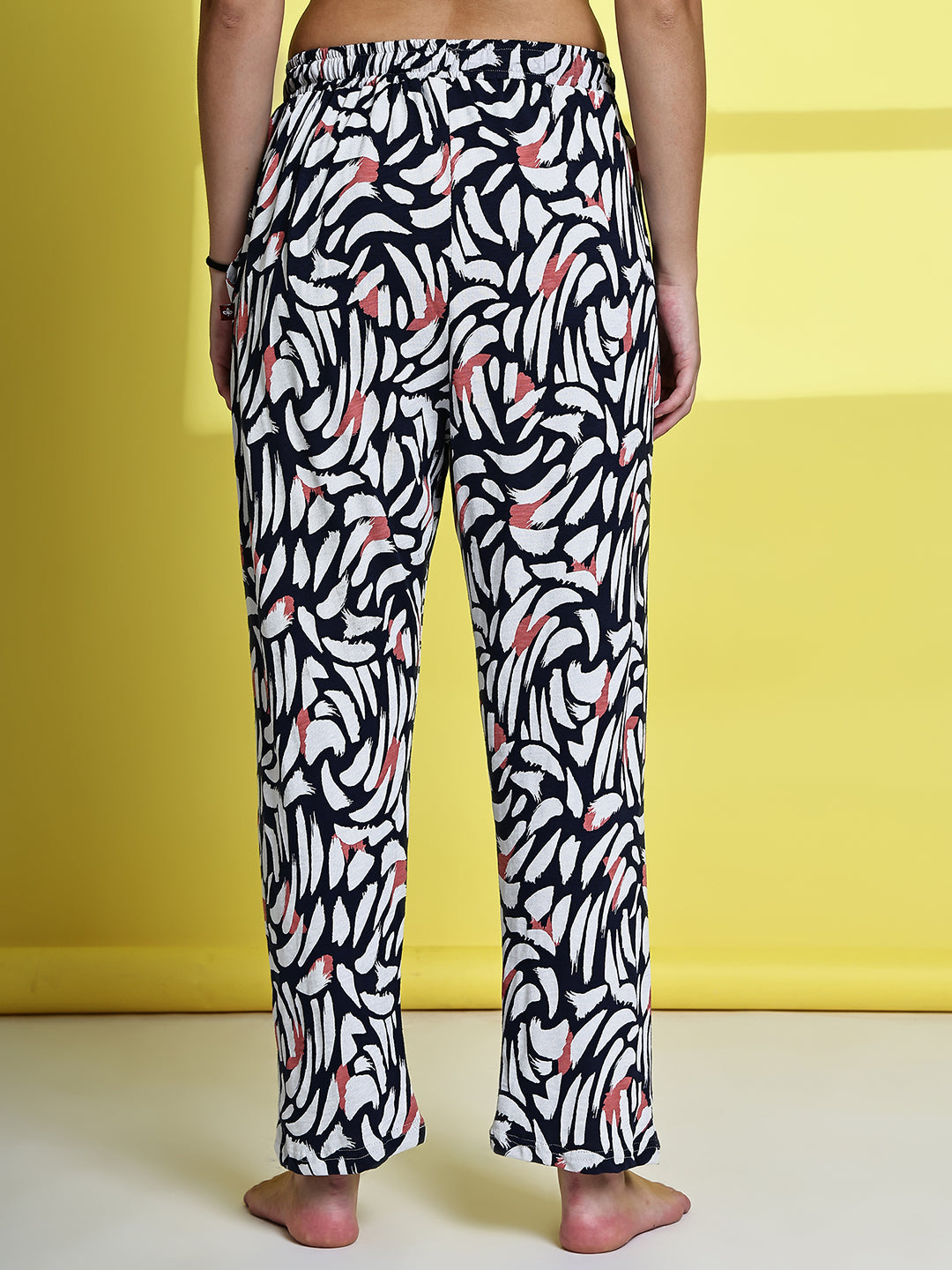 Navy Strokes Cotton Hosiery Lounge Pant