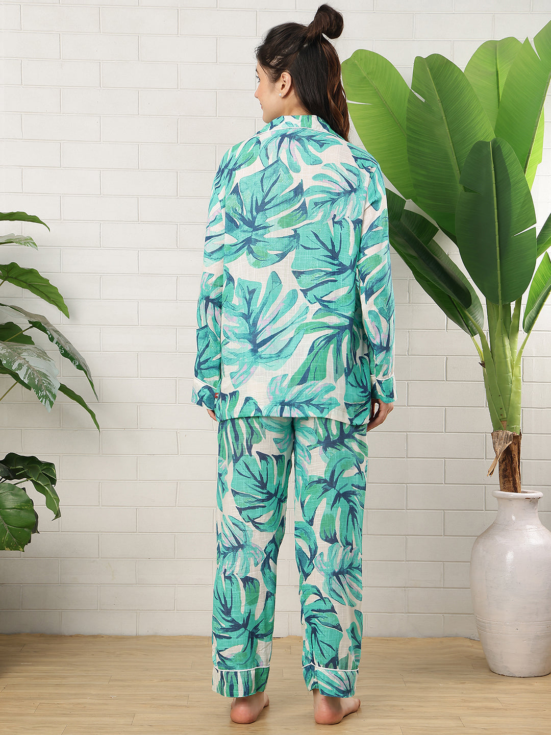 Tropical Vibes Collar Night Suit
