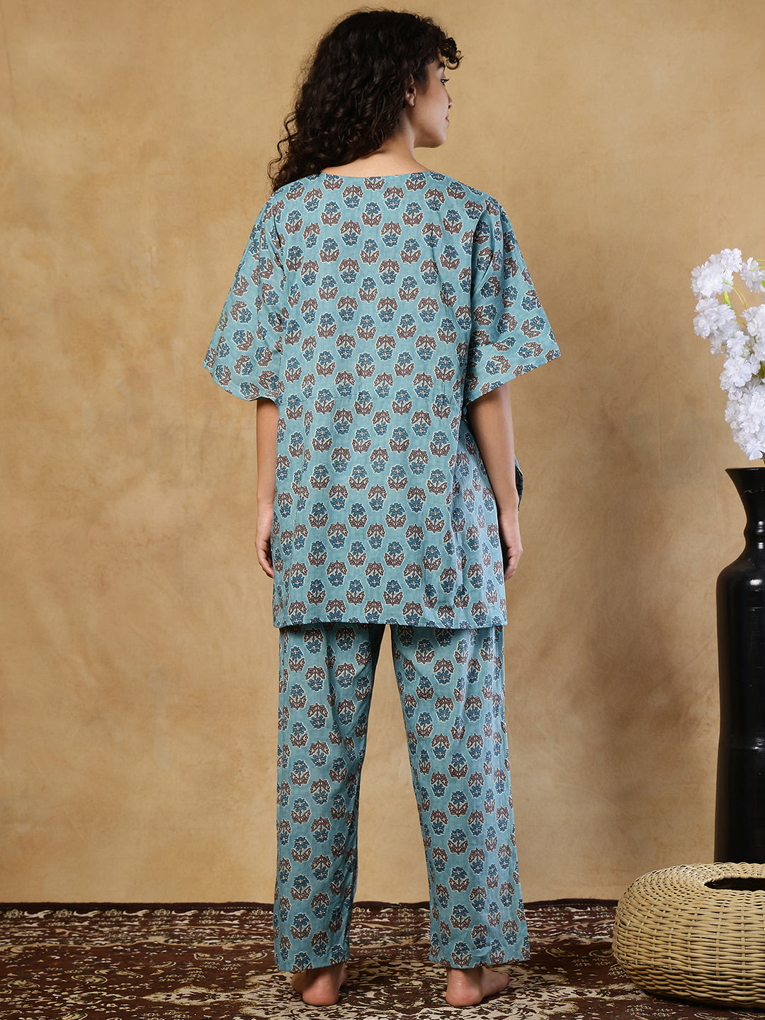 Ocean Orchid Cotton Kaftan Set