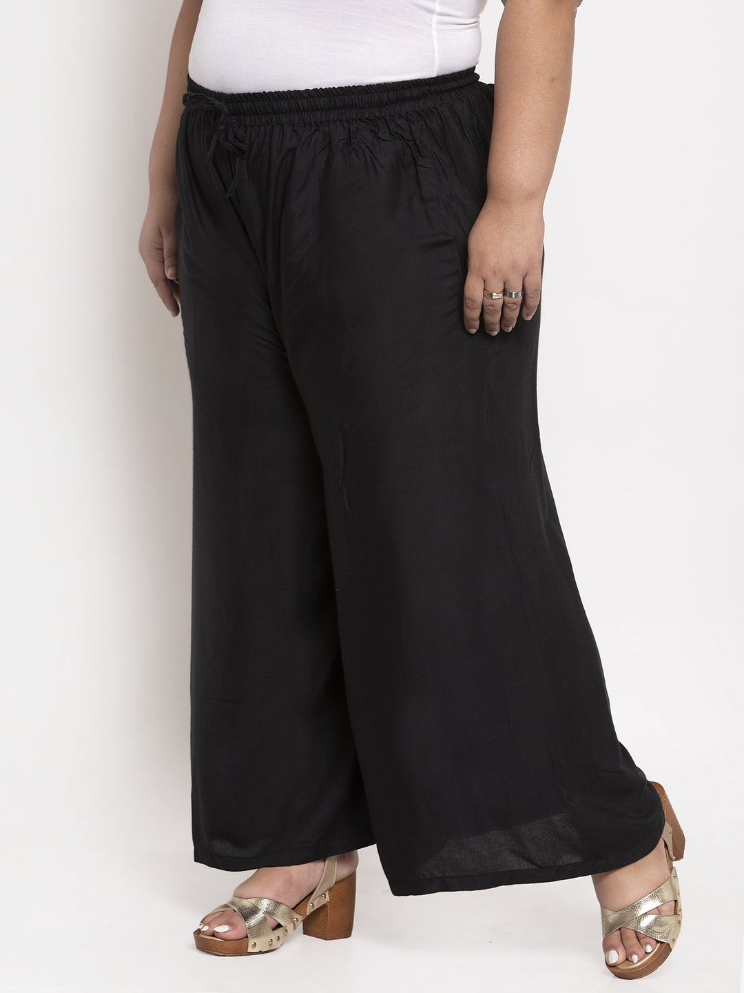 Black Rayon Plus Palazzo