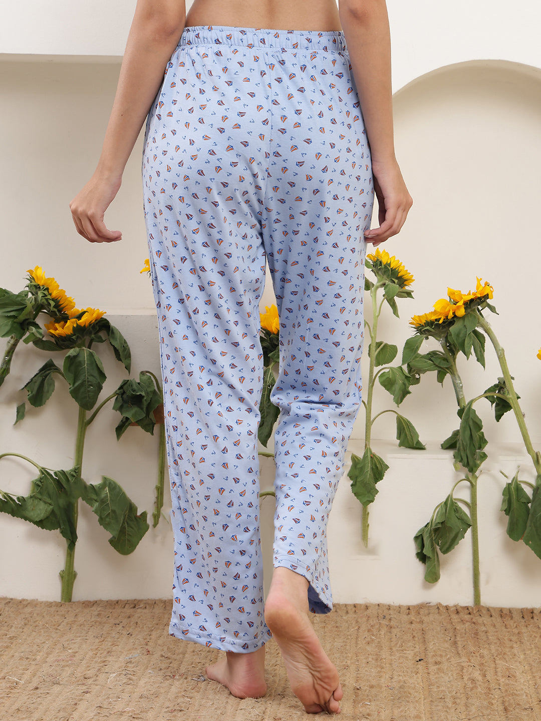 Mini Boats Printed Cotton Lounge Pant