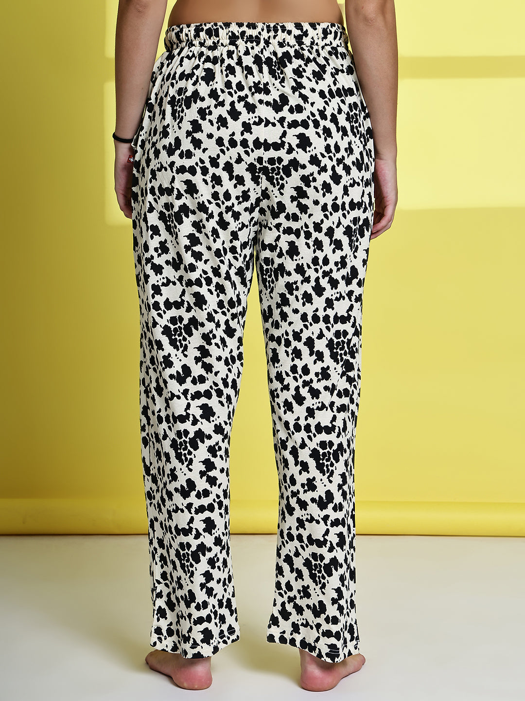 Black White Leopard Cotton Hosiery Lounge Pant