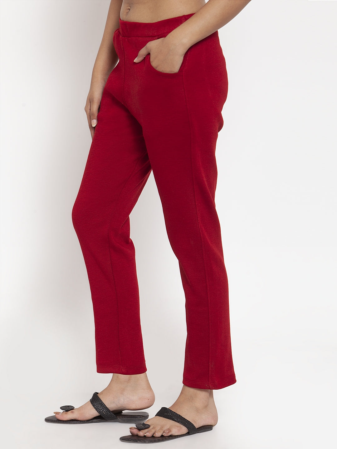 Maroon Woolen Pocket Pant