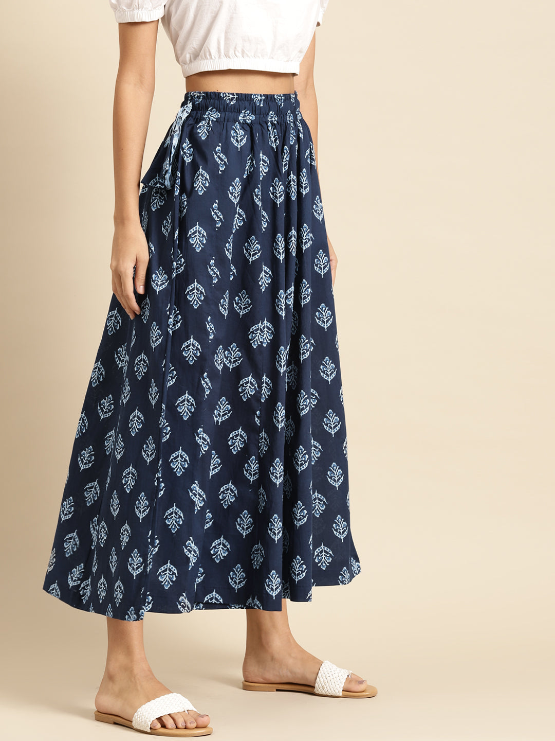 Indigo Motif Cotton Kali Palazzo
