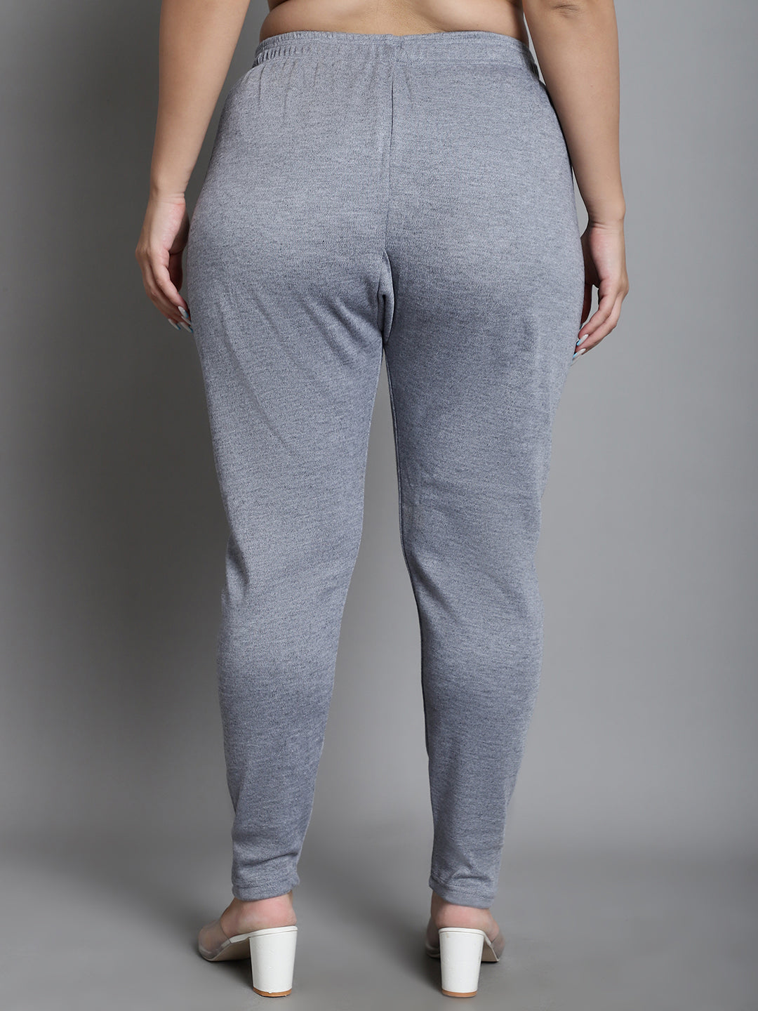 Light Grey Woolen Ankle-Length Plus Legging