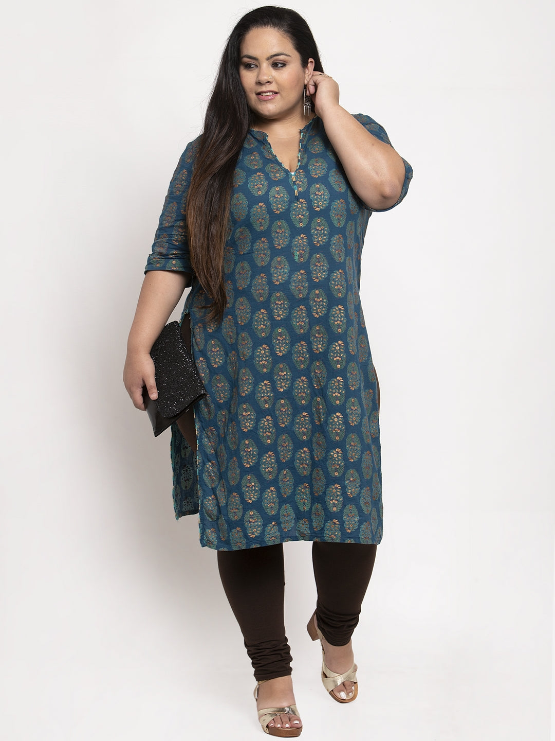 Brown Ankle Length Plus Legging
