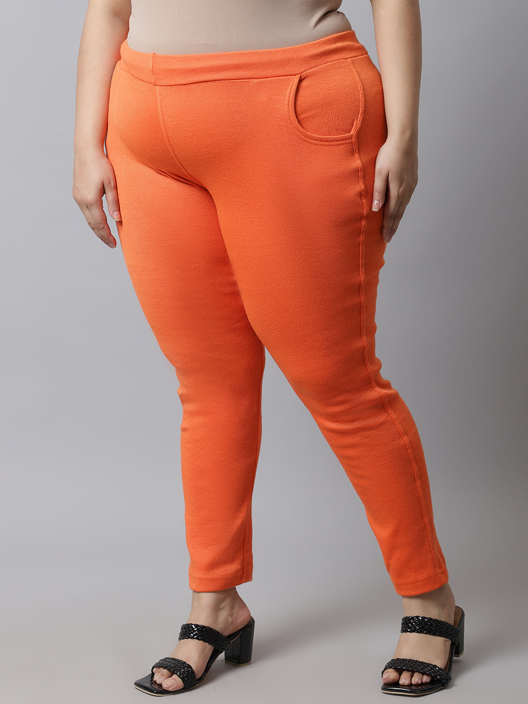 Orange Woolen Plus Pocket Pant