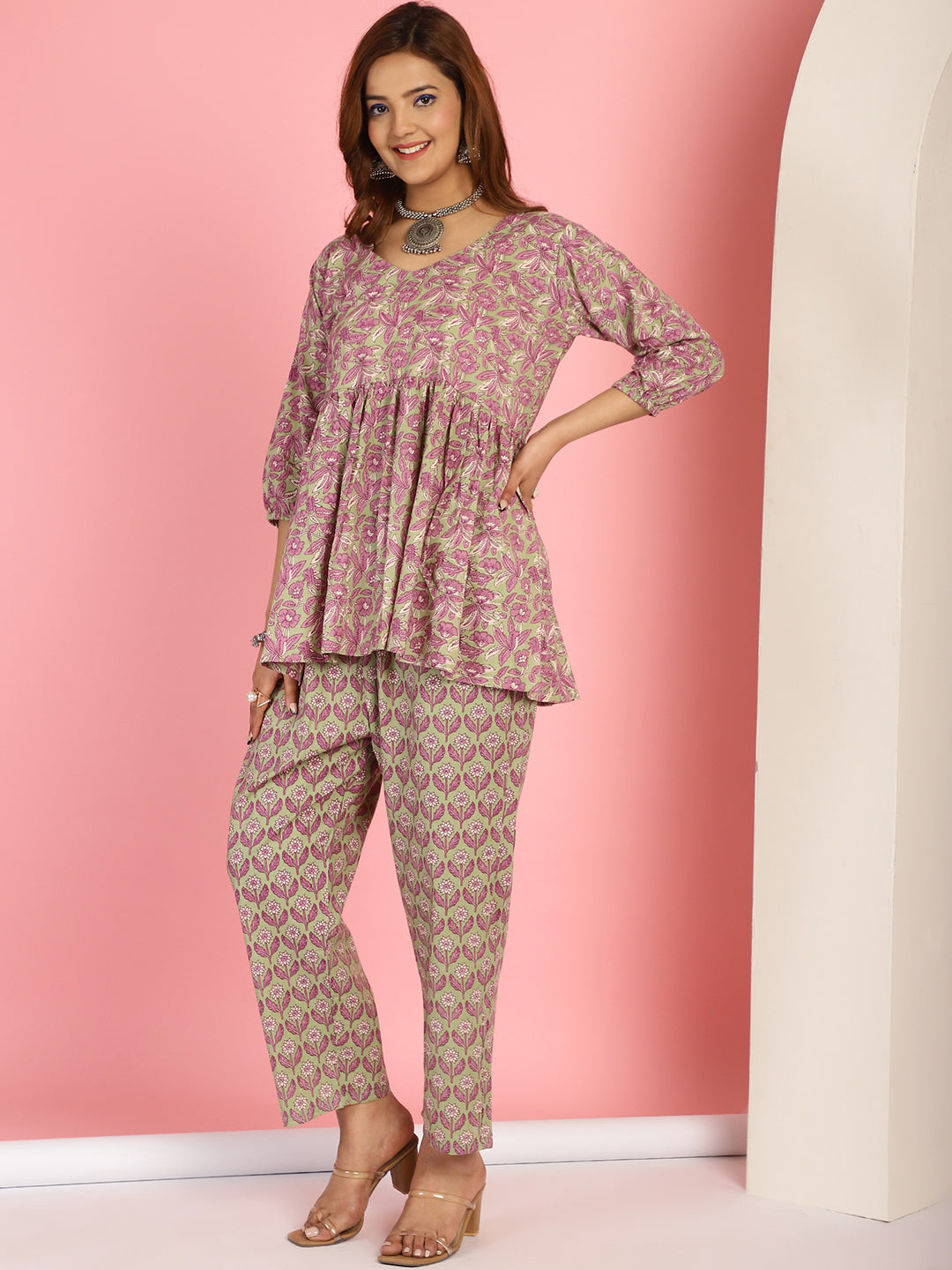 Green Lavender Floral Co-Ord Set