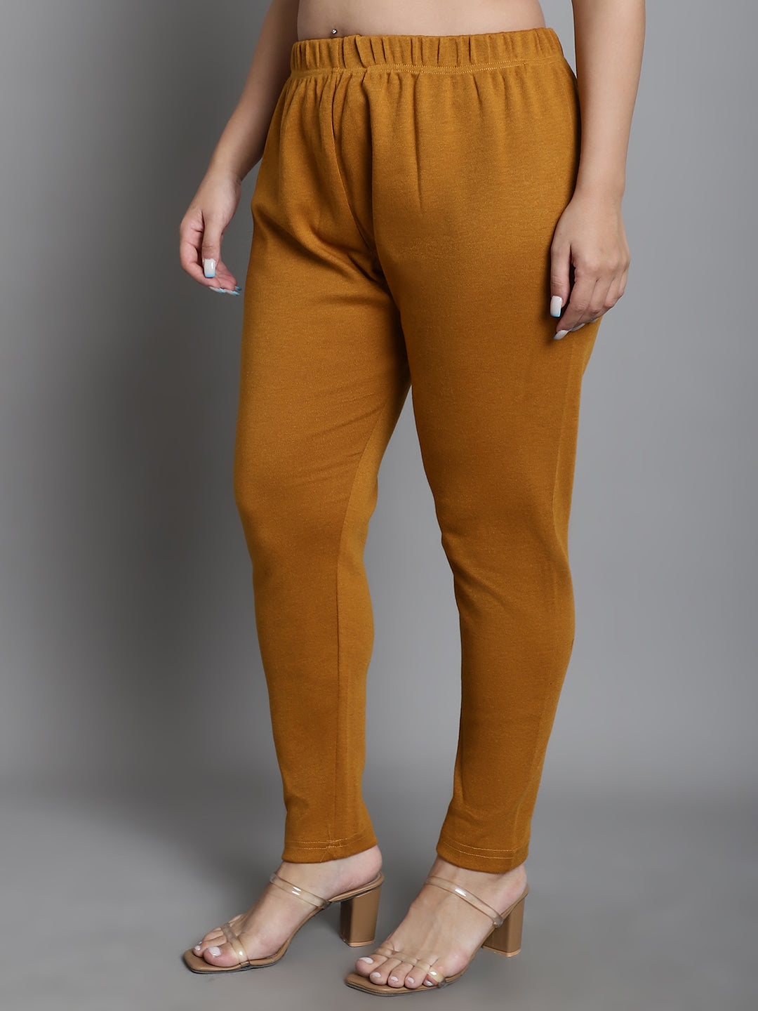 Mustard Woolen Ankle-Length Plus Legging
