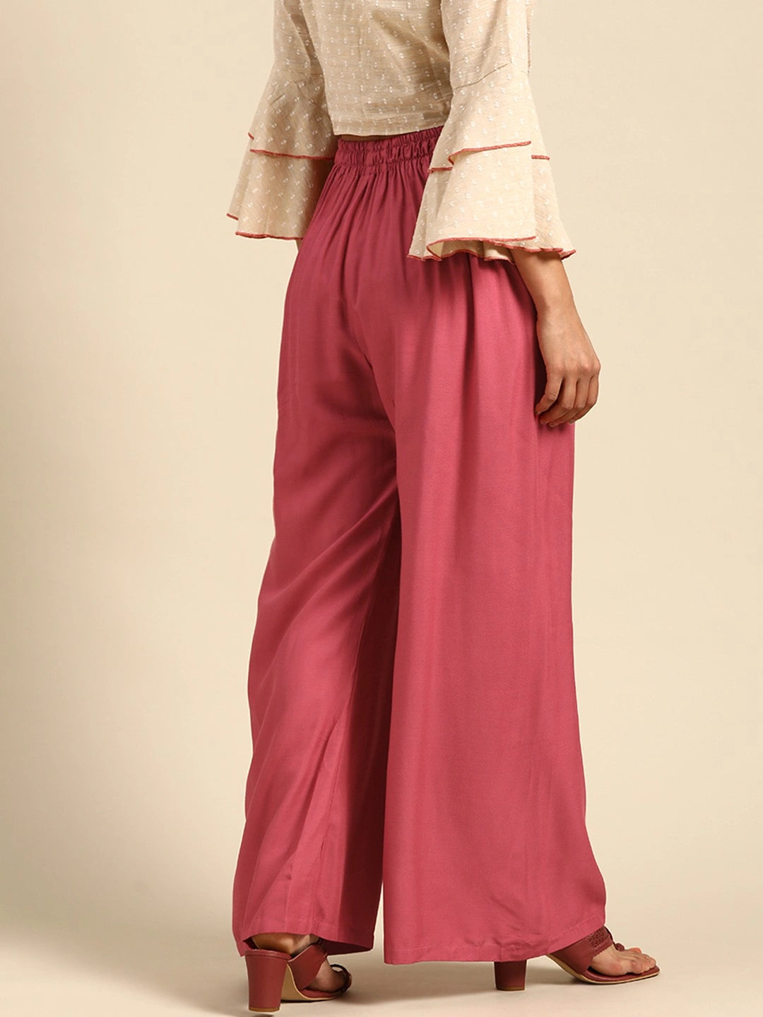 Punch Pink Solid Rayon Palazzo