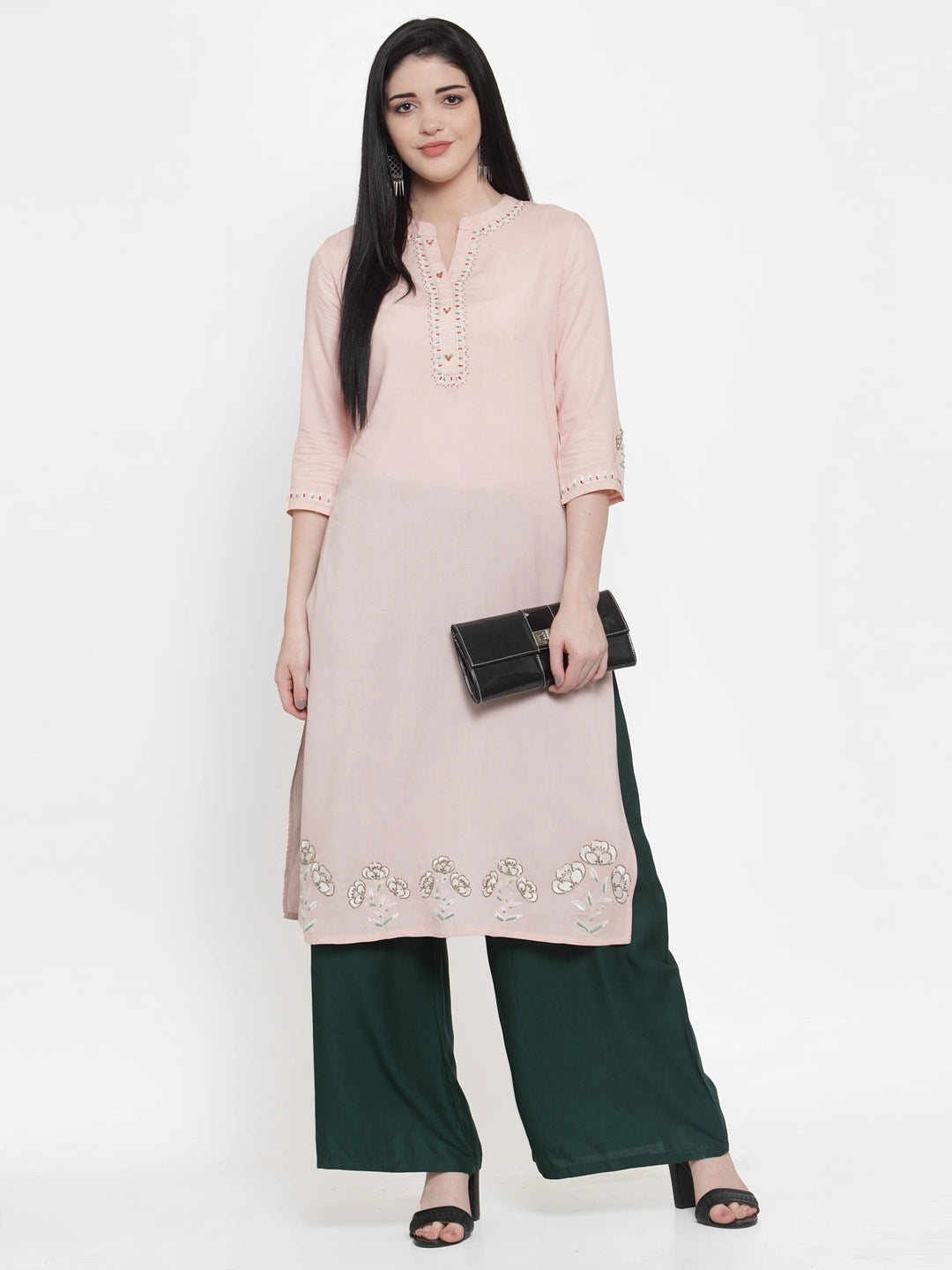 Dark Green Solid Rayon Palazzo