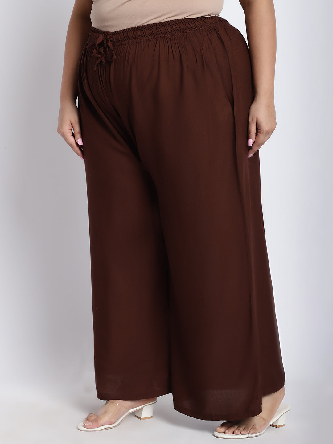 Brown Rayon Plus Palazzo