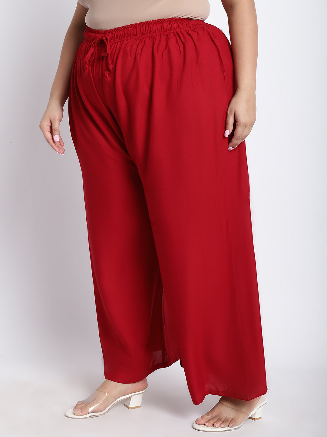 Maroon Rayon Plus Palazzo