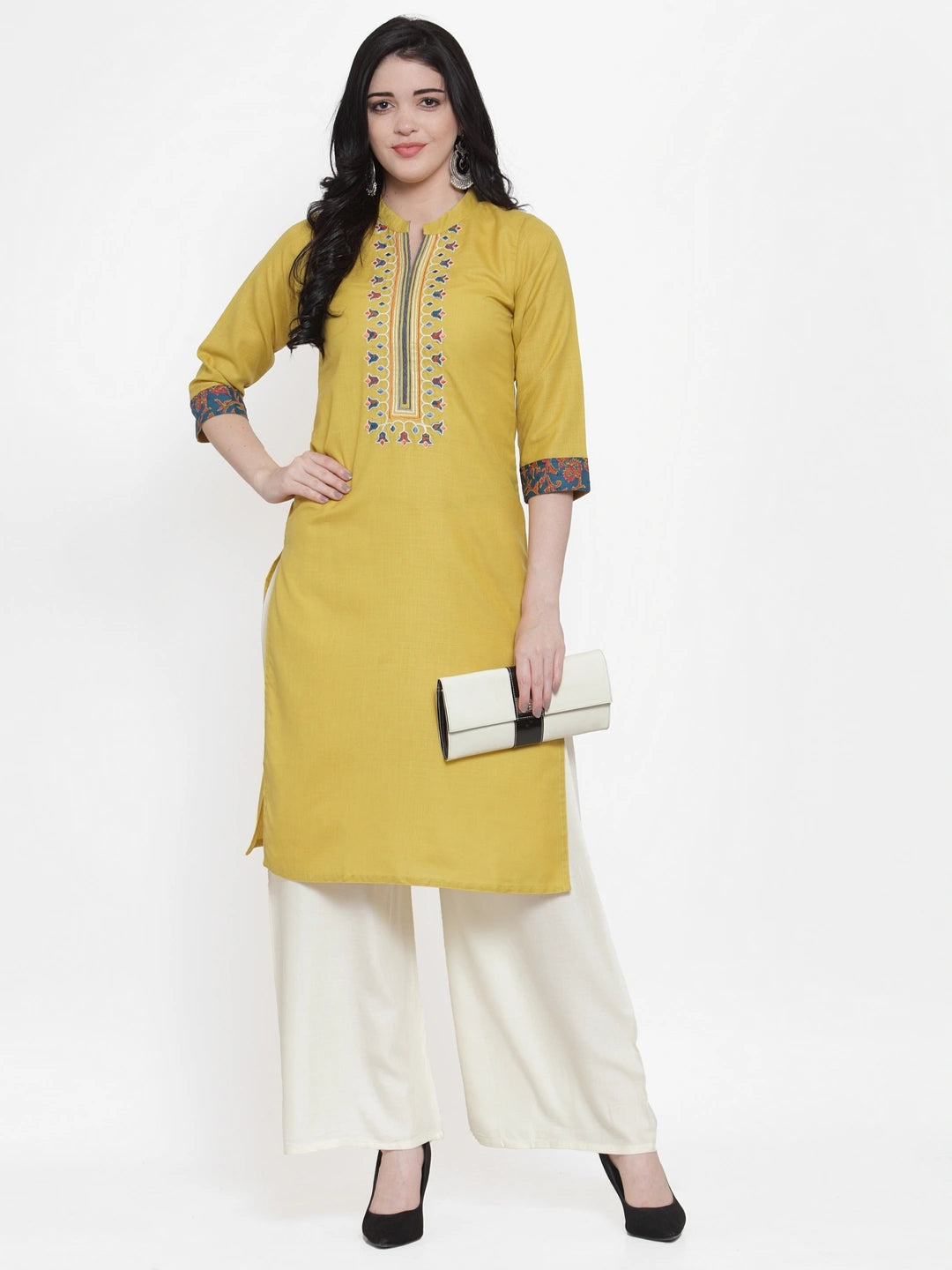 Off White Solid Rayon Palazzo