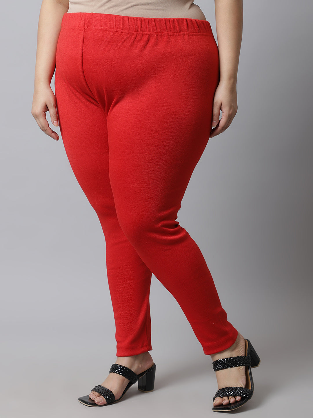 Red Woolen Ankle-Length Plus Legging