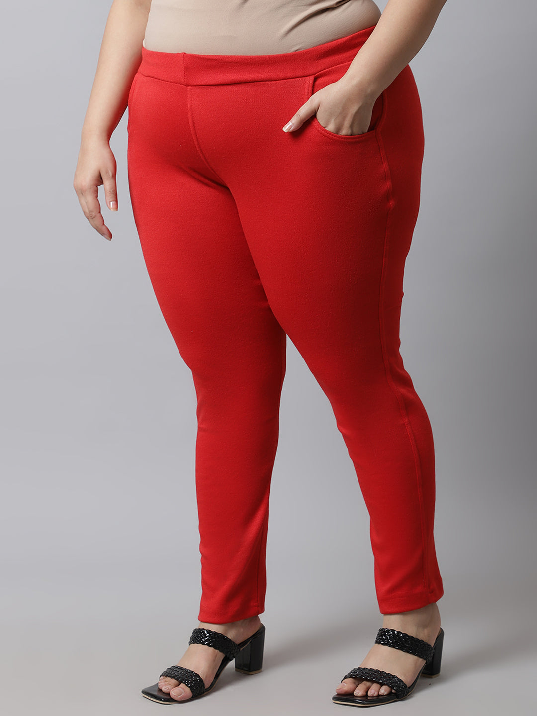 Red Woolen Plus Pocket Pant