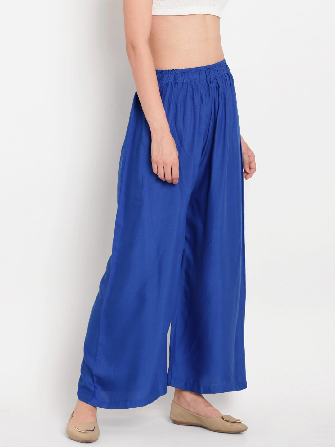 Royal Blue Solid Rayon Palazzo