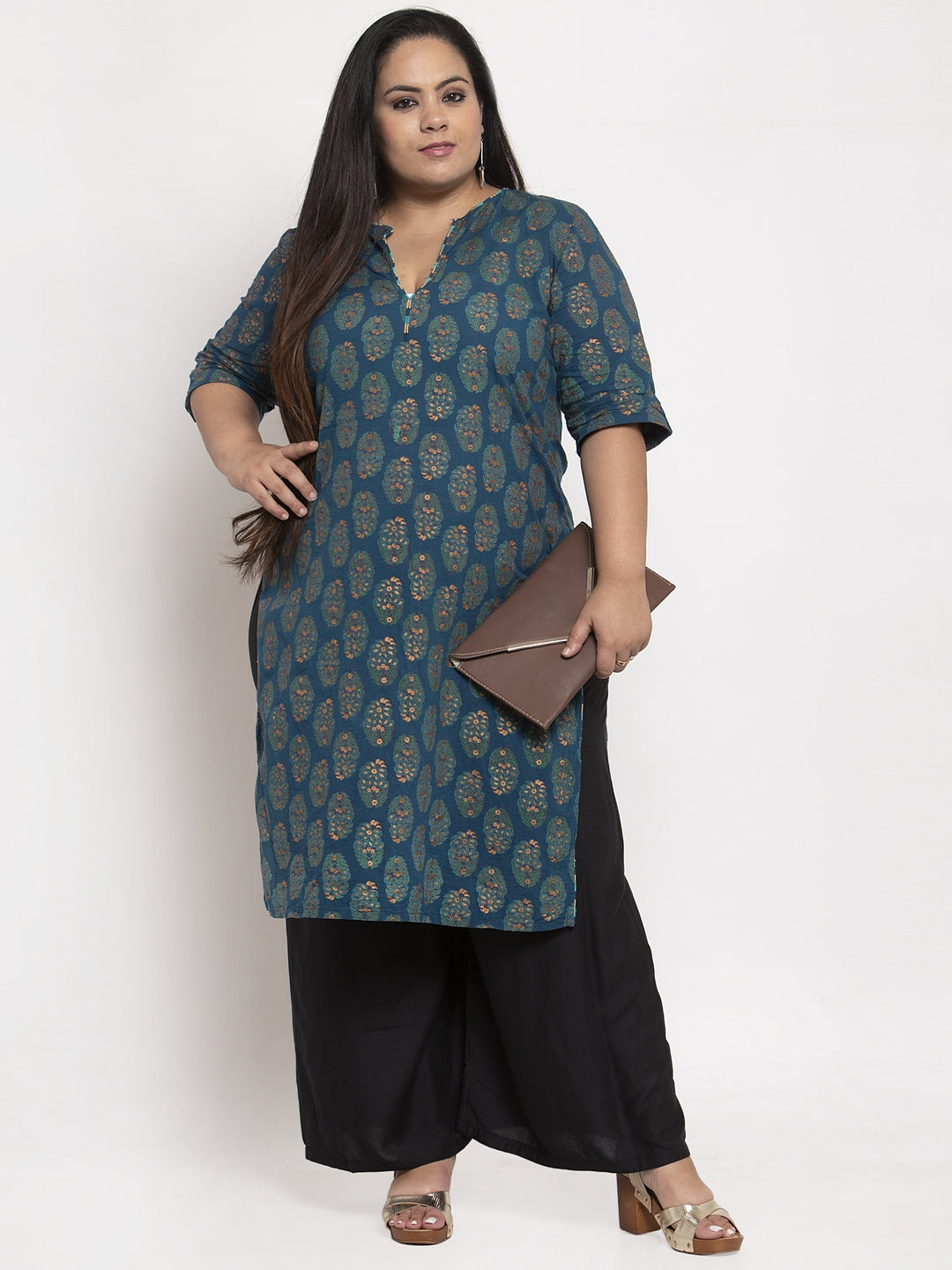 Black Rayon Plus Palazzo