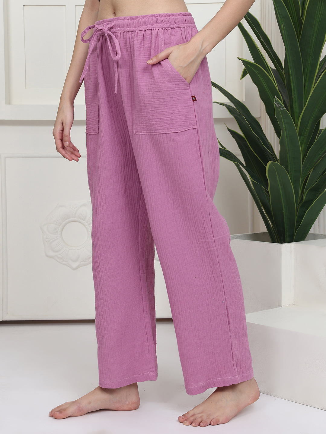 Mauve Double Cloth Cotton Lounge Pant