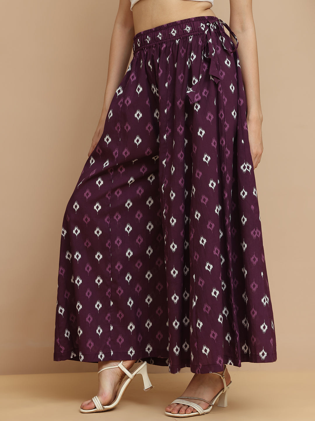 Jaamuni Ikkat Kali Cotton Palazzo