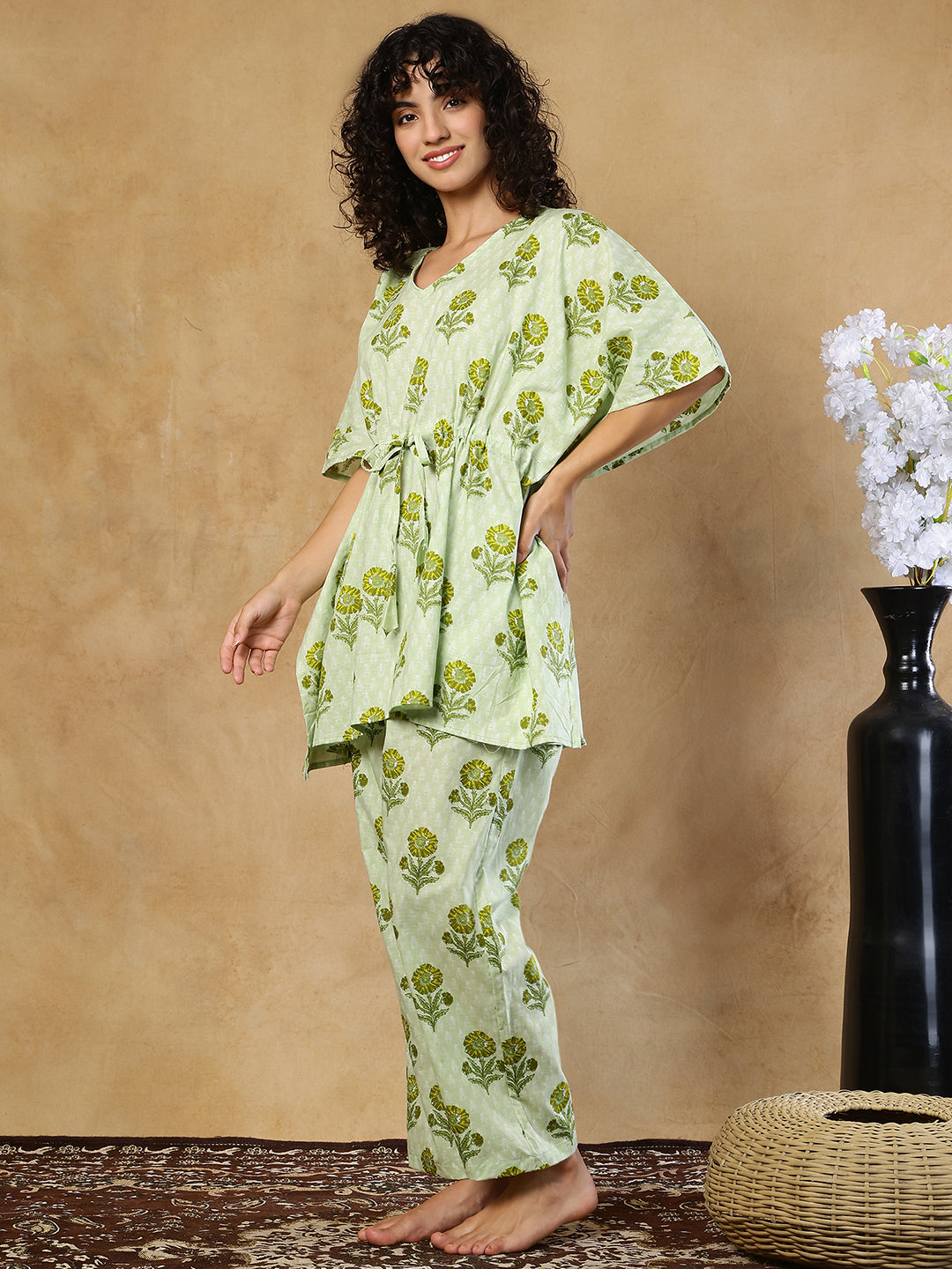 Kachhi Kairi Cotton Kaftan Set