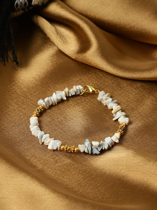 Blue Lace Agate Golden Charm Bracelet