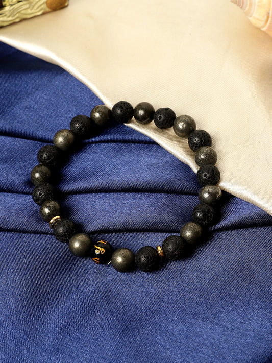Lava Pyrite Om Mani Bracelet